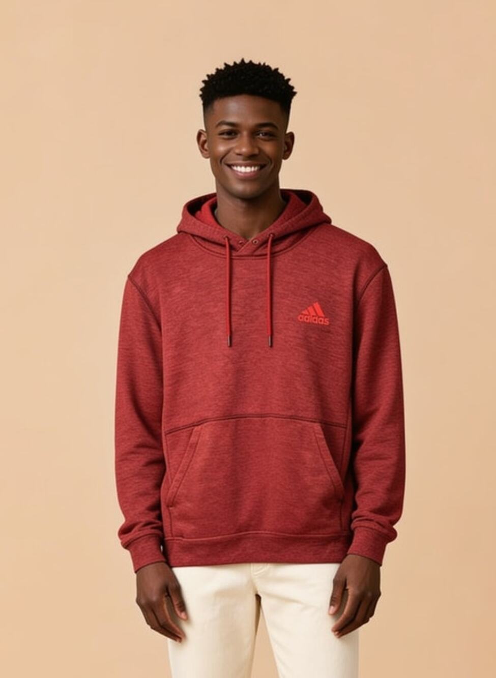 Adidas ClimaWarm Red Heather Pullover Hoodie Men's XL Fleece Pocket